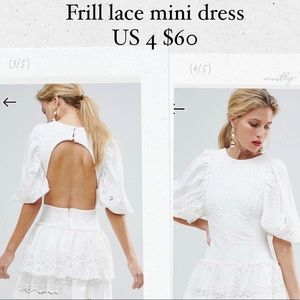 ASOS Tiered Open Back White Mini Lace Dress